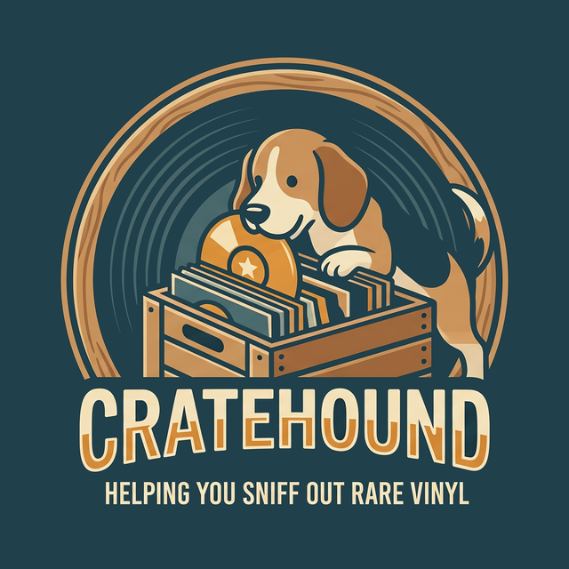 Cratehound — a beagle digging through a crate of records